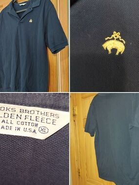 Brooks Brothers Navy Polo Shirt with Gold Logo